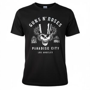 NWOT Guns N' Roses Rock Black Paradise City Band Tee, Unisex Kids Small